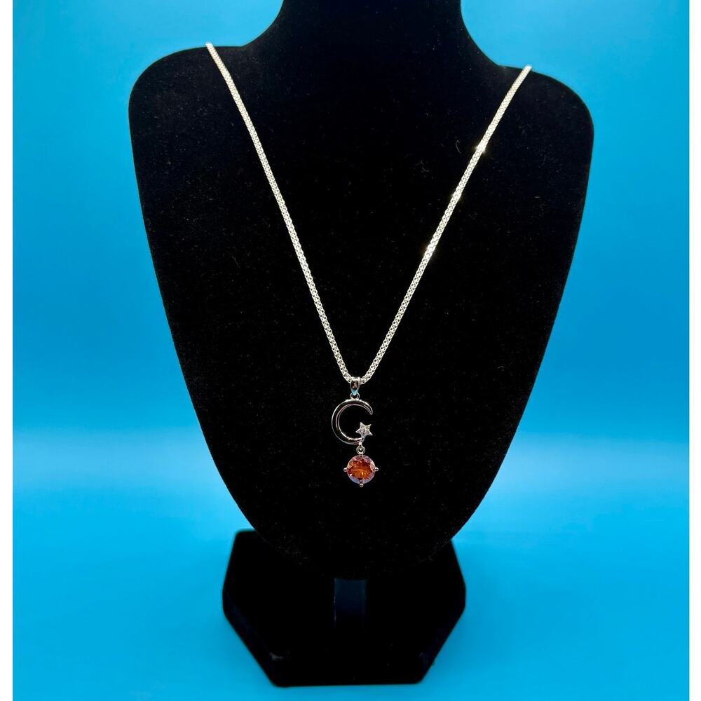 NEW 2CTW Moissanite Moon & Star Pendant & 24" Bonus Chain
